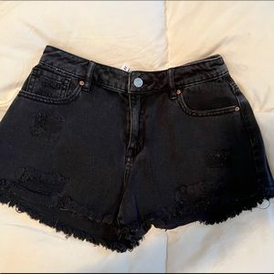 Black jean shorts